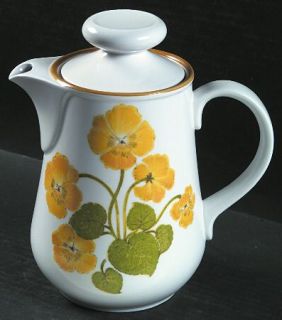 Noritake Flower Time Coffee Pot & Lid, Fine China Dinnerware   Progression,Yello