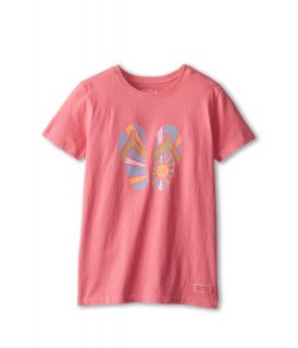 Life is good Kids Sunshine Flip Flops Crusher Tee Girls T Shirt (Pink)
