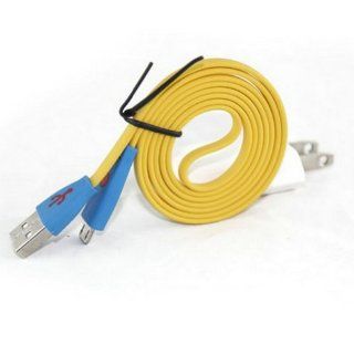 Ayangyang Yellow Color Flat Micro Date Cable + White Us Wall Charger Us USB Wall Charger Power Plug + Micro USB Date Cable Sync for Samsung Galaxy S3 I9300: Computers & Accessories