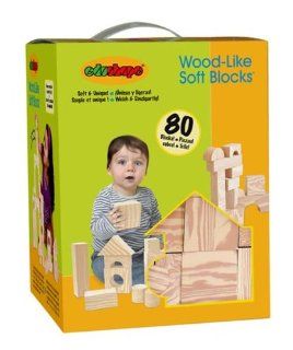 Edushape Ltd Edushape Wood Like 80 Piece Soft Blocks, Wood  Toy Stacking Block Sets  Baby