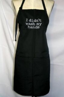 Black Embroidered Apron "I didn't wash my hands": Clothing