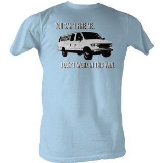 The Office Shirt ~ You Can't Fire Me, I Don't Work In This Van ~ 100% Cotton ~ Men's T Shirt (XLarge, Light Blue) Clothing