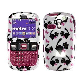 Hard Plastic Snap on Cover Fits Samsung R350 R351 Freeform Cat Bow Tie with White Glossy MetroPCS (does not fit Samsung R360 Freeform II): Cell Phones & Accessories
