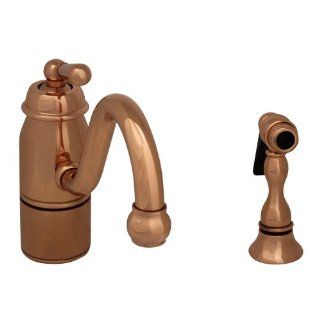 Whitehaus 33165SPRLCO 9" Beluga single handle faucet with traditional curved swivel spout, lever handle and solid brass side spray Polished Copper   Single Handle Shower Only Faucets  