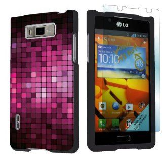 LG Venice LG730 Boost Mobile Black Protective Hard Case + Screen Protector By SkinGuardz   Mosaic Pink: Cell Phones & Accessories
