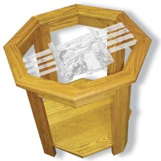 Oak Glass Top End Table With Cowboy Etched Glass   Cowboy End Table Furniture   Unique Cowboy Gift Ideas   Fully Assembled   22" x 22" x 20" high  