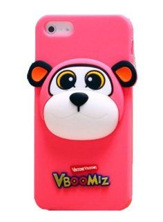 HJX Hot Pink Pippi iphone 5 Stylish Cute 3D Boom Monkey Animal Silicone Soft Shell Case Protective Cover for Apple iphone 5 5G 5th Cell Phones & Accessories