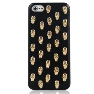 Sanheshun Fashion Golden Chrome Skull Hard Plastic Back Case Cover Skin Compatible with Iphone 5 5g Color Black: Cell Phones & Accessories