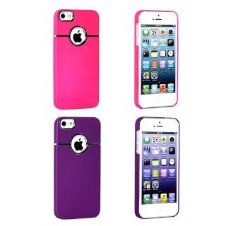 BlueMart  2pcs Deluxe Hard Case Cover for Apple iPhone 5 Plus BlueMart Cable Tie (Hot Pink & Purple): Cell Phones & Accessories
