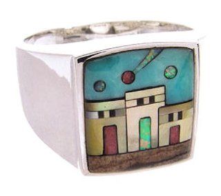 Multicolor Silver Native American Design Ring Size 9 3/4 YS64555: SilverTribe: Jewelry