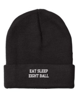 Fastasticdeal Eat Sleep Eight Ball Embroidered Beanie Cap: Clothing