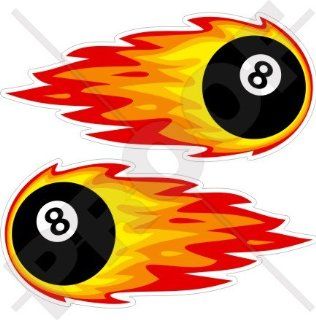 FLAMING EIGHT BALL 8 Billiards Pool, Fireball Fire 7,1" (180mm) Vinyl Bumper Stickers, Decals x 2: Everything Else