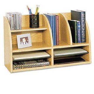 Radius Front Organizer, Eight Sections, 25 7/8 x 9 5/8 x 15 1/4, Medium Oak by SAFCO PRODUCTS (Catalog Category: Paper, Pens & Desk Supplies / Desk Accessories / Desktop Shelves): Office Products