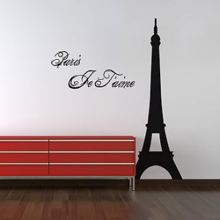 eiffel tower 'paris je t'aime' wall sticker quote by spin collective
