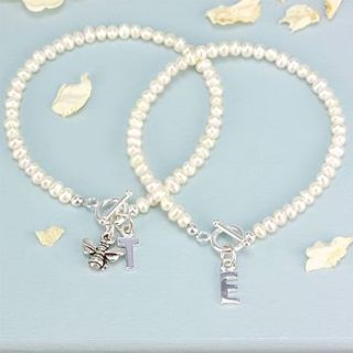 seed pearl initial charm bracelet by lisa angel