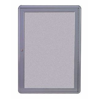 34"H x 24"W Hinged Acrylic 1 Door Ovation Radius Fabric Tackboard, Gray Framing : Combination Presentation And Display Boards : Office Products
