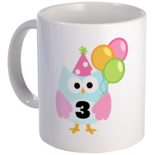 3rd Birthday Owl with Balloons Mug by MainstreetshirtKidsBirthday