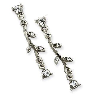 Silver tone Crystal Post Dangle Earrings: Jewelry
