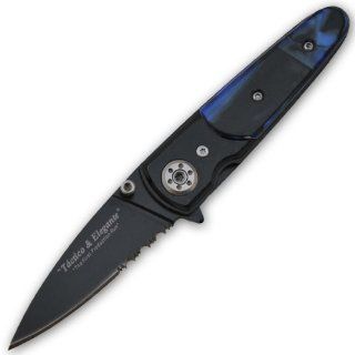 Tactico & Elegante   Spring Assisted Knife   Blue Pearl  Tactical Folding Knives  Sports & Outdoors