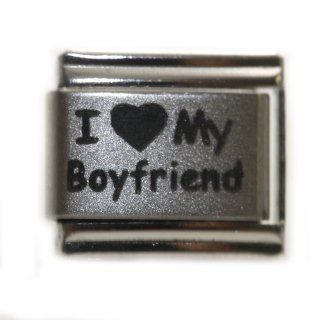 "I Love My Boyfriend" Italian Link Bracelet Charm: Jewelry
