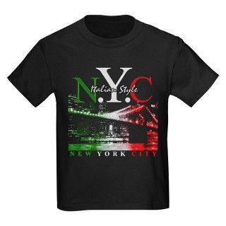 NYC Italian Style NY Skyline Kids Black T Shirt by italian_designs