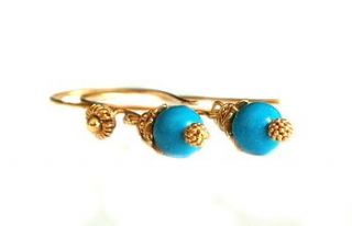 sleeping beauty turquoise gold earrings by prisha jewels