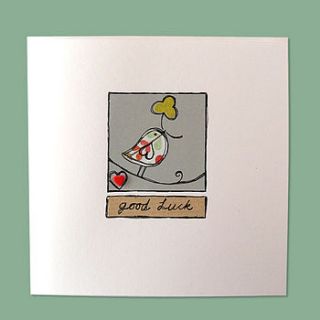 handmade 'good luck' little singing bird card by little singing bird