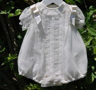 organza christening or baptism romper suit by the traditional children company