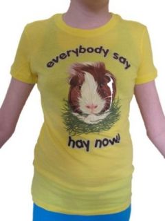 Guinea Pig Nation Women's "Everybody Say Hay Now!" T Shirt: Clothing
