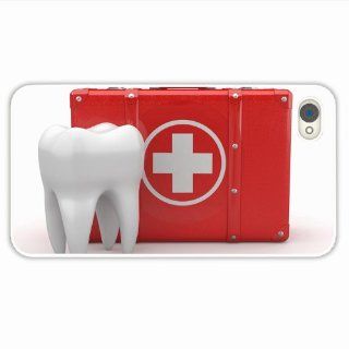 Custom Make Apple Iphone 4 4S 3D Tooth Suitcase Dentistry Health Schedule White Background Of Boyfriend Present White Cellphone Skin For Everyone: Cell Phones & Accessories