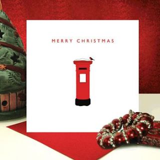 robin on postbox christmas card by loveday designs