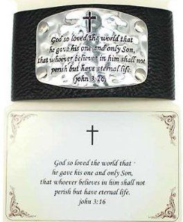 John 316 Inspirational Leather Bracelet In a Gift Box with Prayer Card by Jewelry Nexus "God so loved the world that he gave his one & only son Son," Wrap Bracelets Jewelry