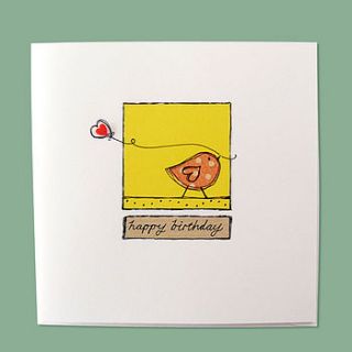 little singing bird handmade 'happy birthday' card by little singing bird