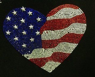 USA Heart 4th of July Rhinestone Transfer Iron On Hot Fix Motif Bling Applique   DIY: Everything Else