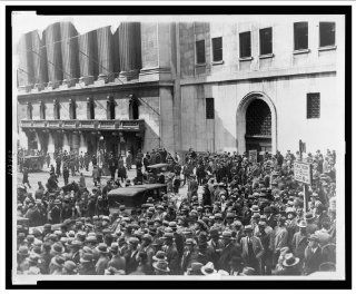 Historic Print (M): [Crowd of people gather outside the New York Stock Exchange following the Crash of 1929]  