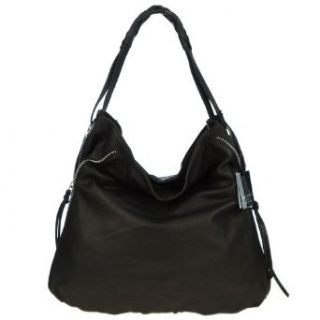LAURA DI MAGGIO Italian Made Black Leather Shoulder Hobo Bag: Shoulder Handbags: Clothing