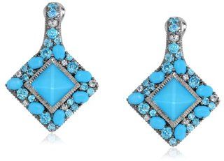 Judith Ripka "Downtown" Kite Shape Blue Drop Earrings: Jewelry