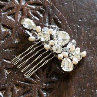 crystal and pearl little hair comb by anusha