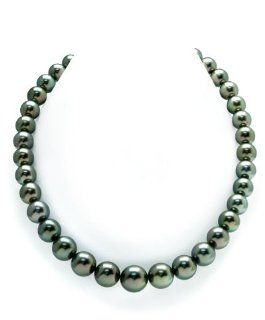 10 13mm Tahitian Cultured Pearl Necklace   Peacock Color: Jewelry