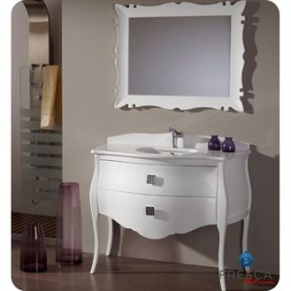 Fresca Platinum Paris 45 Glossy White Bathroom Vanity with Swarovski Handles