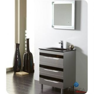 Fresca Platinum Giocco 24 Glossy Silver and Black Modern Bathroom Vanity