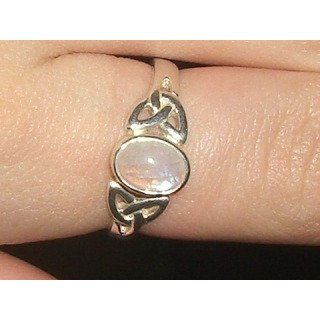 Sterling Silver Celtic Knot and Genuine Rainbow Moonstone Ring(Sizes 4,5,6,7,8,9,10,11,12,13,14,15): Jewelry