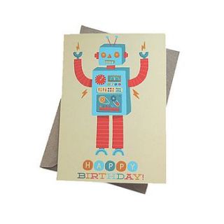 'happy birthday robot' greetings card by the happy pencil