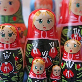 handpainted russian dolls by berry red