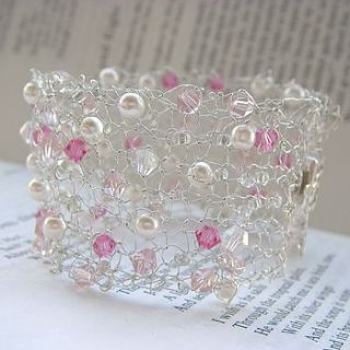 hand knitted beaded cuff bracelet by bunny loves evie
