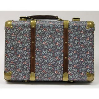 petrol vintage style floral suitcase by lindsay interiors
