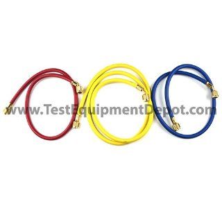 Yellow Jacket 21982 3 pack PLUS II 1/4" with STANDARD Fitting HVAC Hoses 36" Red/Blue, 60" Yellow: Industrial & Scientific