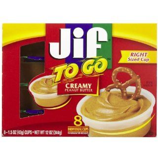 Jif to Go Creamy Peanut Butter 8   1.5 ounce Cups Net Wet 12 Oz (Pack of 3) : Dip Net : Grocery & Gourmet Food