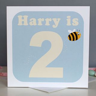 personalised animal and age birthday card by stripeycats