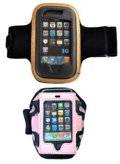 Two Sports Gym Fitness Workout iPod Touch Armband Holder Cases   His & Hers Black/Tan & Pink : MP3 Players & Accessories
